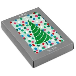 Hallmark Christmas Tree And Painted Dots Boxed Christmas Cards, Pack Of 16