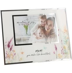 Meadows Of Joy Butterfly Floral Glass Picture Frame Mom You Make Life Beautiful Holds 4"x6" Photo