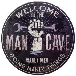 Welcome To The Man Cave 15" Metal Dome Wall Sign