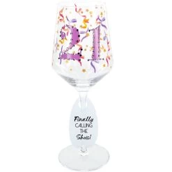 21 Birthday Wine Glass With Gemstone 17 Oz.