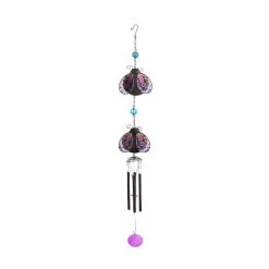 Tiered Ladybug Garden Wind Chime With Stainless Glass Finish
