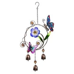 Butterfly Bell Windchime With Purple Florals