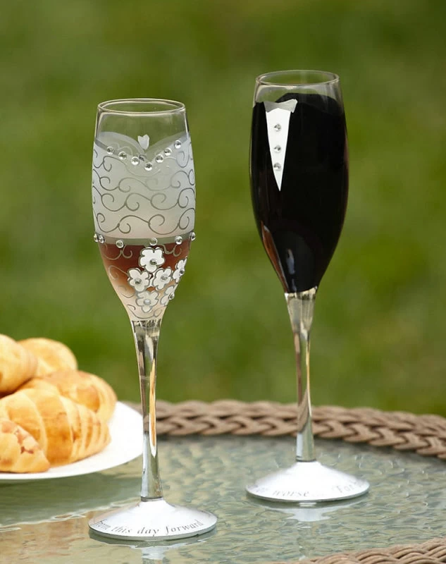 Bride & Groom Champagne Flutes Set Of 2 - Image 2