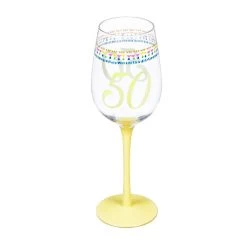 12 Oz. Color Changing Wine Glass 50th Birthday Confetti Design