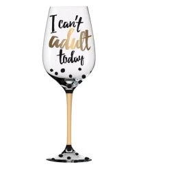 I Can't Adult Today 12 Oz. Wine Glass With Box