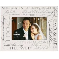 Malden Silver Foil Sentiments Our Wedding 4"x6" Photo Frame