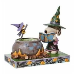 Jim Shore Peanuts Witch Snoopy With Woodstock With Spellbook And Cauldron Figurine