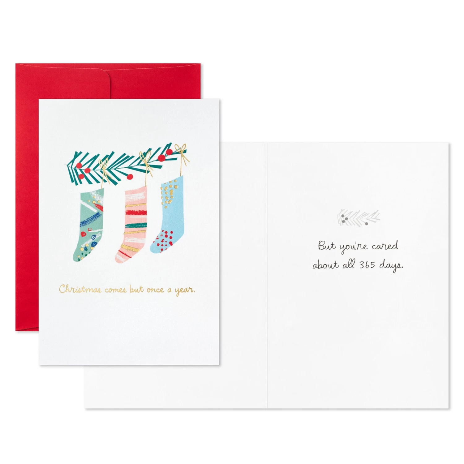 Hallmark Stockings Hung From Garland Packaged Christmas Cards, Set Of 5 - Image 2