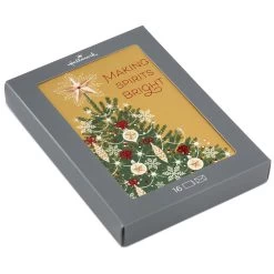Hallmark Christmas Tree On Gold Boxed Christmas Cards, Pack Of 16