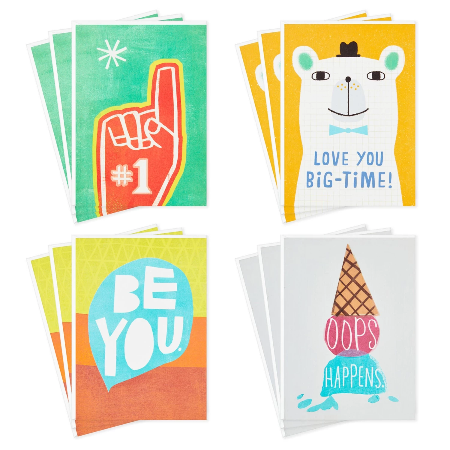 Hallmark Colorful Icons Assorted Kids Encouragement Cards, Pack Of 12