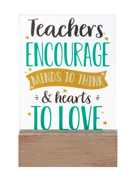 Teachers Encourage Minds To Think & Hearts To Love Glass Block