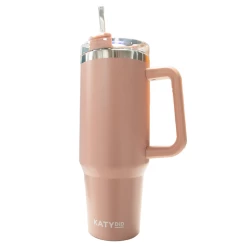 40 Oz. Peach Katydid Stainless Steel Tumbler With Handle And Straw