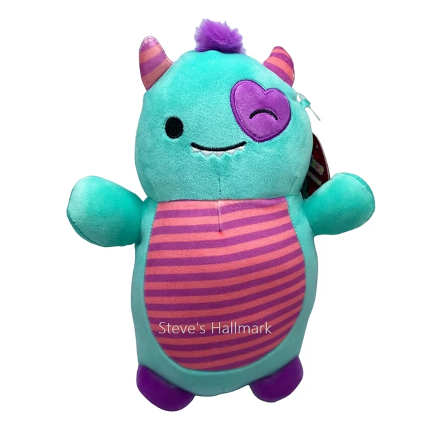 Valentine Squishmallow Hugmees Leon The Teal And Pink Monster 10" Stuffed Plush By Kelly Toy