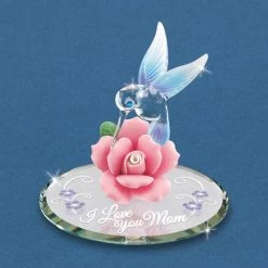 Glass Baron "I Love You Mom" With Hummingbird Figurine