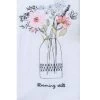Blooming Still Flower Vase Embroidered Dual Purpose Terry Towel