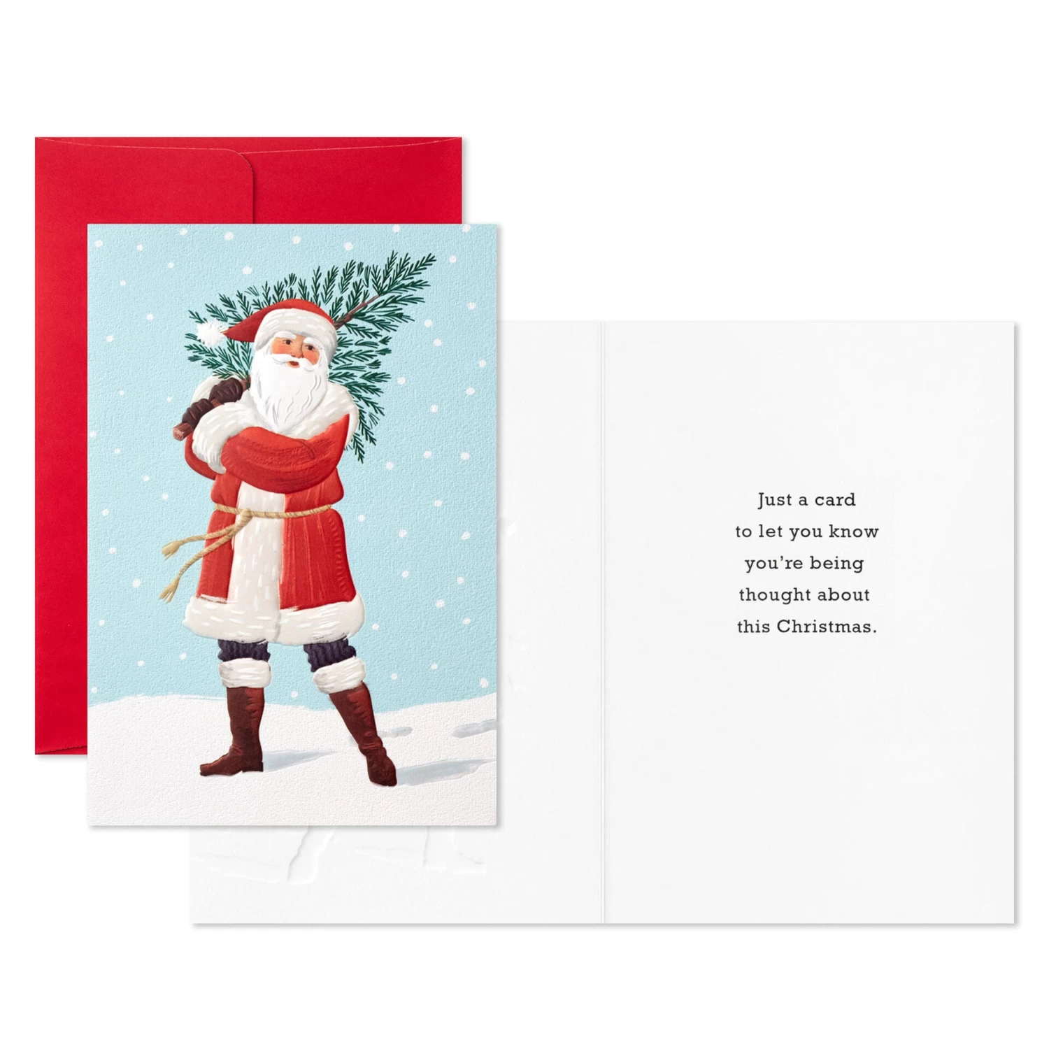 Hallmark Santa Carrying Fir Tree Packaged Christmas Cards, Set Of 5 - Image 2