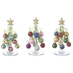 Glass Christmas Trees With Ornaments 6" Tall