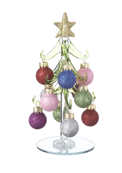 Glass Christmas Trees With Ornaments 6" Tall - Image 3